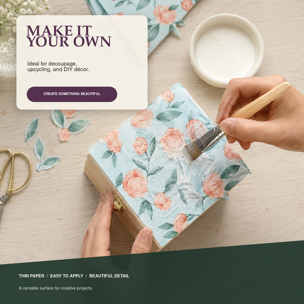 Floral Paper Napkins | Elegant Decorative Disposable Table Napkins