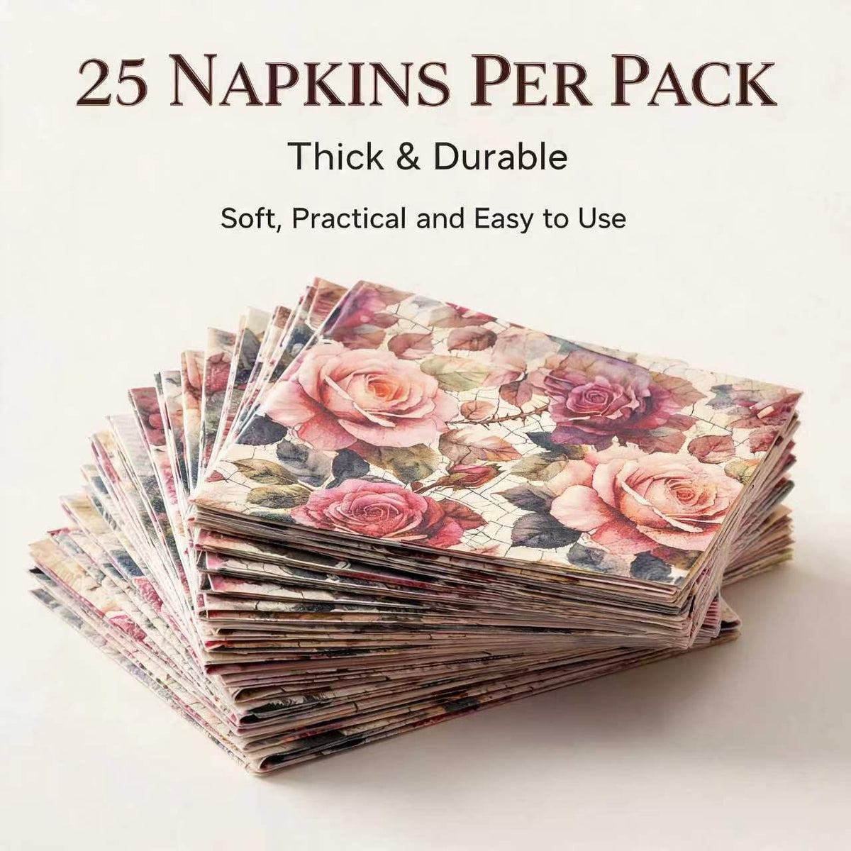 Vintage rose floral napkins table styling