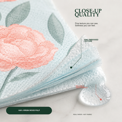 Floral Paper Napkins | Elegant Decorative Disposable Table Napkins