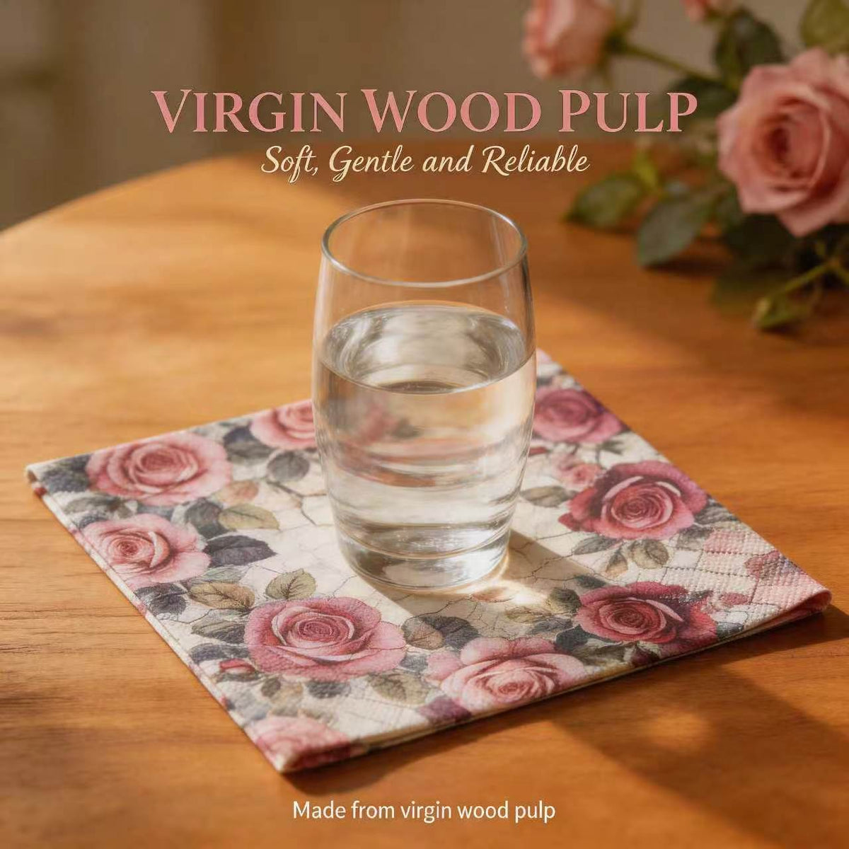 Vintage floral paper napkin detail