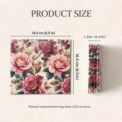 Vintage Rose Floral Paper Napkins – 25 Napkins | 6.5 × 6.5 in