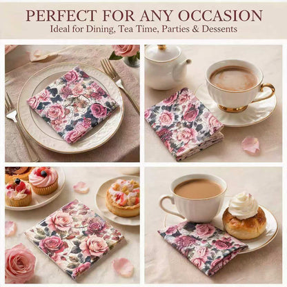 Vintage rose paper napkins package