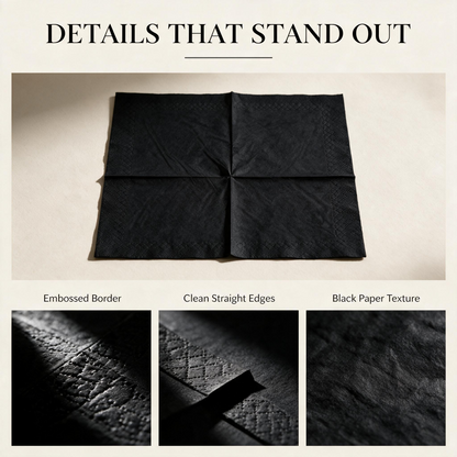 Black square paper napkins 100 napkins per pack