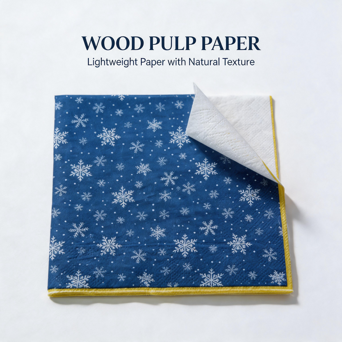 Blue snowflake wood pulp paper napkin texture detail