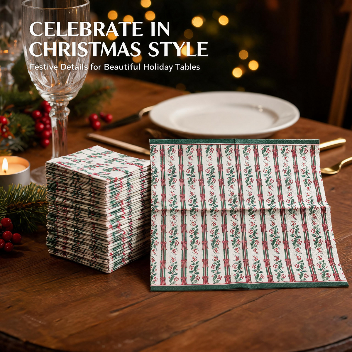 Christmas paper napkins festive dinner table