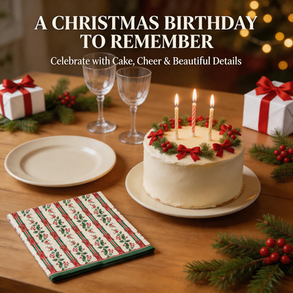 Christmas paper napkins festive birthday cake table