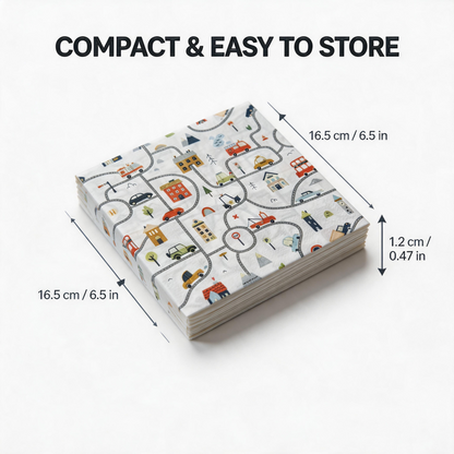 Little Driver paper napkin folded package dimensions 16.5 by 16.5 by 1.2 cm