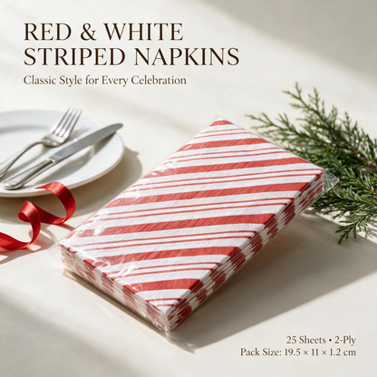 Red and white striped paper napkins package