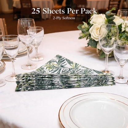 Tropical palm leaf paper napkins for elegant event table settings