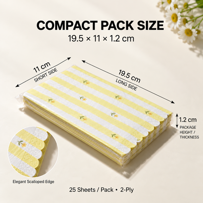 Yellow floral scalloped napkin pack dimensions